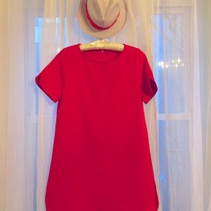 💕New WOT, Fuchsia Pink, SS, Sz L, Scalloped edges dress